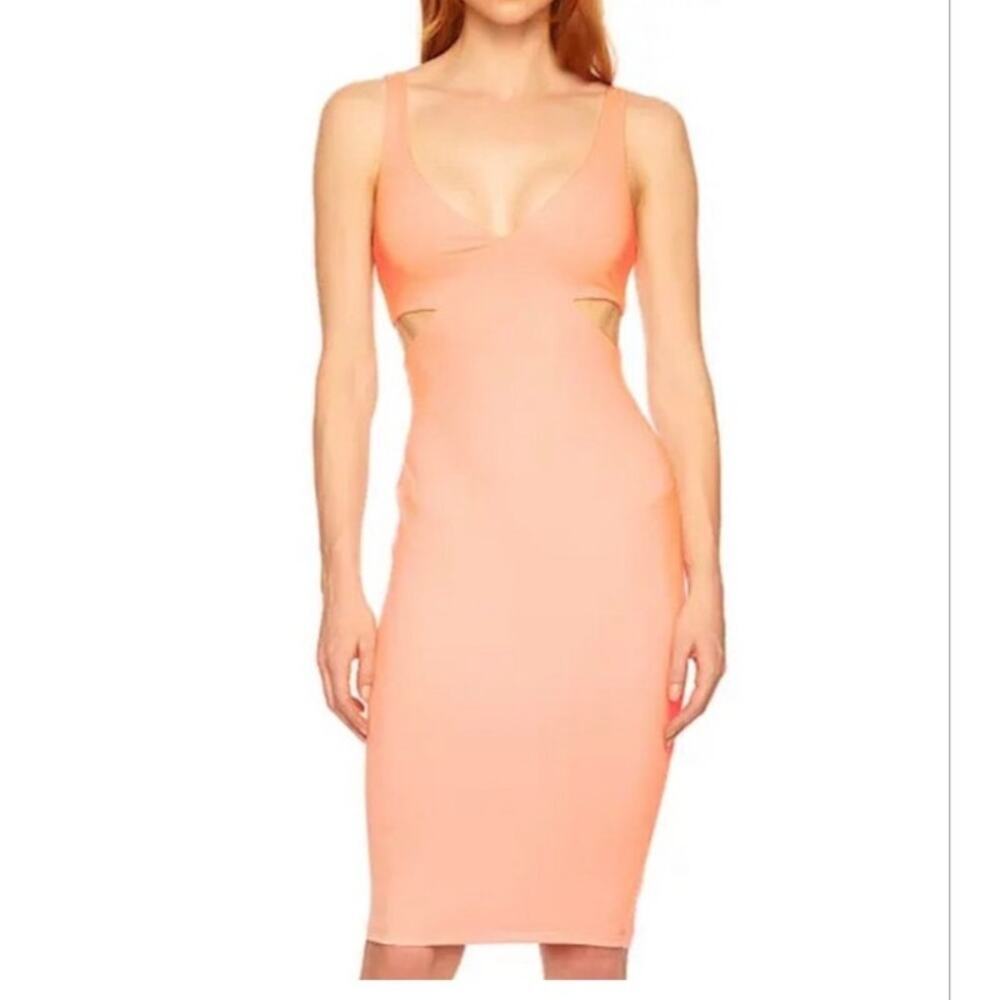 NWT Susana Monaco Bodycon side cut knee length dress peach Small